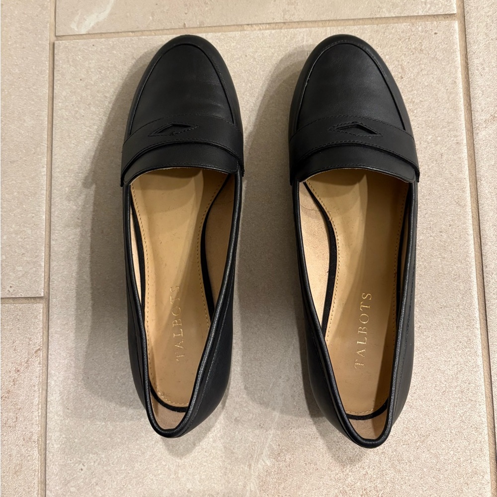Talbots Classic Black Leather Loafers